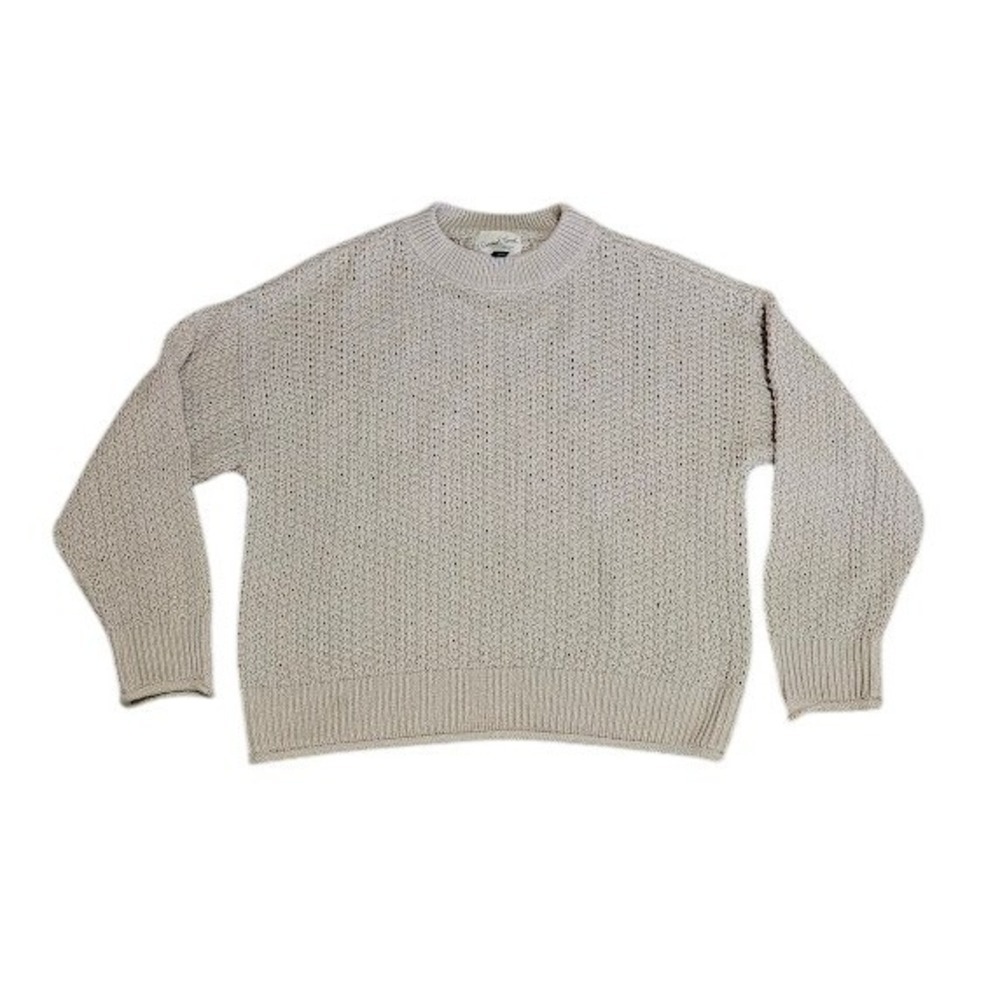Universal Thread  Sweater Women Small Beige Textured Knit Crew Neck Basic